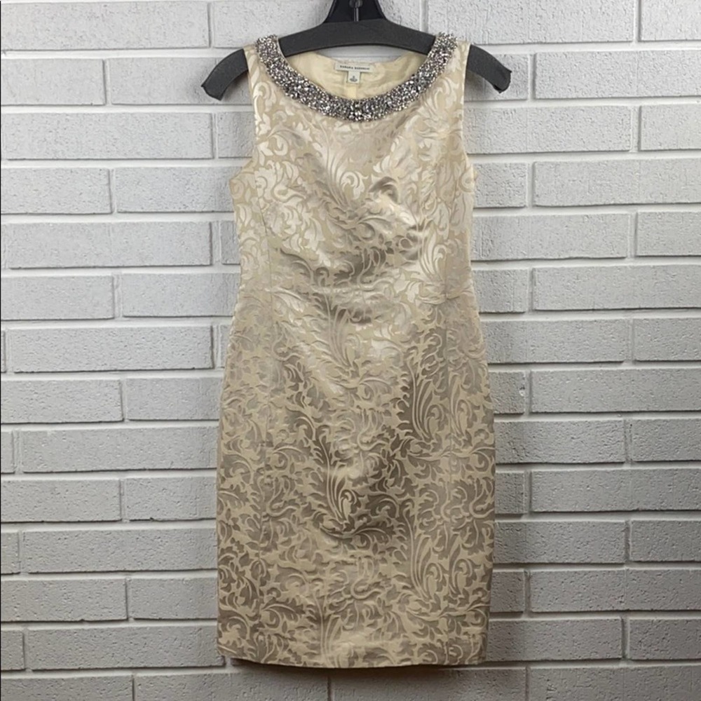 Banana Republic Women's 100% Silk White Cocktail Beaded Collar Dress Size 0